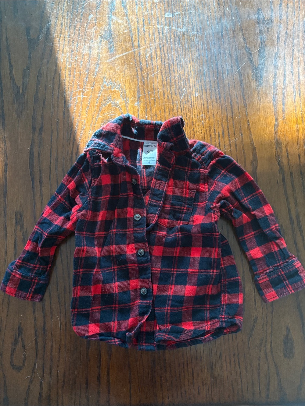 Boy plaid longsleeve collared shirt